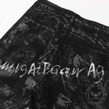 Dark High-Street Graffiti Pattern Flared Jeans