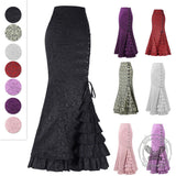 Dark Jacquard Gothic Hip-Wrap Fishtail Maxi Skirt | Gthic.com