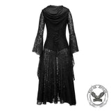 Dark Retro-Style Hooded Mesh Medieval Dress