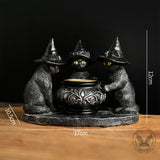 Dark Retro Wizard Cat God Halloween Resin Candle Holder