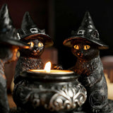 Dark Retro Wizard Cat God Halloween Resin Candle Holder | Gthic.com