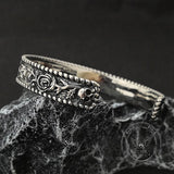 Dark Skull Rose Gothic Stainless Steel Open Bracelet