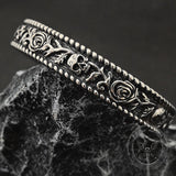 Dark Skull Rose Gothic Stainless Steel Open Bracelet | Gthic.com