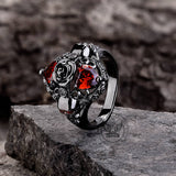 Dark Skull Zircon Brass Gothic Ring | Gthic.com