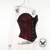 Dark Style Slim Lace V-Neck Lace-Up Tube Top 03 | Gthic.com