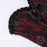 Dark Style Slim Lace V-Neck Lace-Up Tube Top