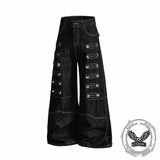 Dark Y2K Punk Rivet Embellishment Wide Leg Jeans