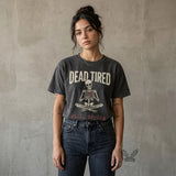 Dead Tired Still Trying Skeleton Heart Vintage Washed T-shirt | Gthic.com