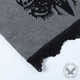 Death Moth Print Lace Crop Top
