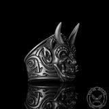 Demon Cyber Oni Mask Sterling Silver Ring