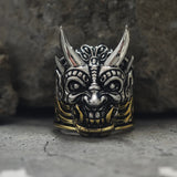Demon Cyber Oni Mask Sterling Silver Ring