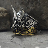 Demon Cyber Oni Mask Sterling Silver Ring