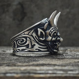 Demon Cyber Oni Mask Sterling Silver Ring