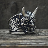 Demon Cyber Oni Mask Sterling Silver Ring