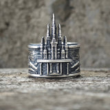 Detailed Castle Design Sterling Silver Ring | Gthic.com