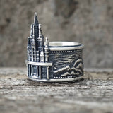 Detailed Castle Design Sterling Silver Ring | Gthic.com