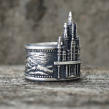 Detailed Castle Design Sterling Silver Ring | Gthic.com