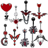 Devil Bat Spider Zinc Alloy Belly Button Ring | Gthic.com