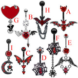 Devil Bat Spider Zinc Alloy Belly Button Ring