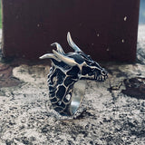 Devil Dragon Skull Sterling Silver Ring | Gthic.com