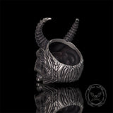 Devil Horned Skull Sterling Silver Gothic Ring