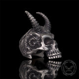 Devil Horned Skull Sterling Silver Gothic Ring | Gthic.com