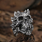 Devil Skull Head Stainless Steel Ring | Gthic.com