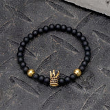 Diamond Crown Stainless Steel Bead Bracelet | Gthic.com