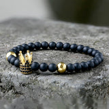 Diamond Crown Stainless Steel Bead Bracelet | Gthic.com