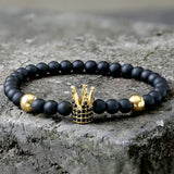 Diamond Crown Stainless Steel Bead Bracelet | Gthic.com