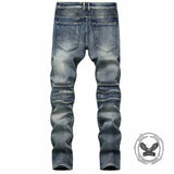 Distressed Paneled Crumpled Cotton Skinny Pants