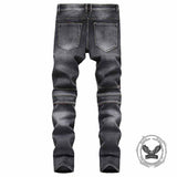 Distressed Paneled Crumpled Cotton Skinny Pants