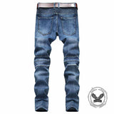 Distressed Paneled Crumpled Cotton Skinny Pants