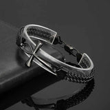 Double-Row Chain Ankh Cross Stainless Steel Bracelet