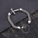 Double-Row Chain Ankh Cross Stainless Steel Bracelet