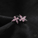 Double Butterfly Zircon Brass Open Ring | Gthic.com