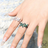 Double Butterfly Zircon Brass Open Ring | Gthic.com