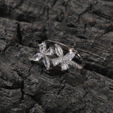 Double Butterfly Zircon Brass Open Ring | Gthic.com