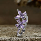 Double Butterfly Zircon Brass Open Ring | Gthic.com