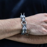 Double Chinese Dragon Stainless Steel Bracelet