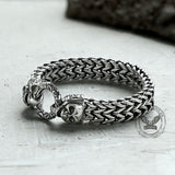 Double Ghost Head Buckle Stainless Steel Skull Bracelet | Gthic.com