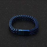 Double Layer Braided Keel Stainless Steel Bracelet 06 Blue | Gthic.com