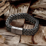 Double Layer Braided Keel Stainless Steel Bracelet 05 Retro | Gthic.com