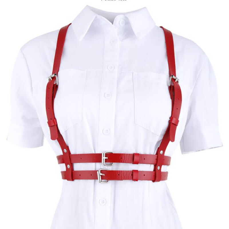 Double Belt Leather Chest Harness