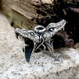 Double Snake Heads Sterling Silver Pendant | Gthic.com