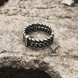 Double Wheat Ear Chain Stainless Steel Ring | Gthic.com