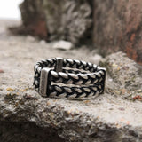 Double Wheat Ear Chain Stainless Steel Ring | Gthic.com