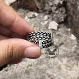 Double Wheat Ear Chain Stainless Steel Ring | Gthic.com