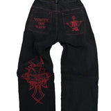 Embroidered Skull Hip Hop Cargo Pants | Gthic.com