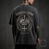 Eternal Curse Skull Inverted Cross Vintage Washed T-Shirt | Gthic.com